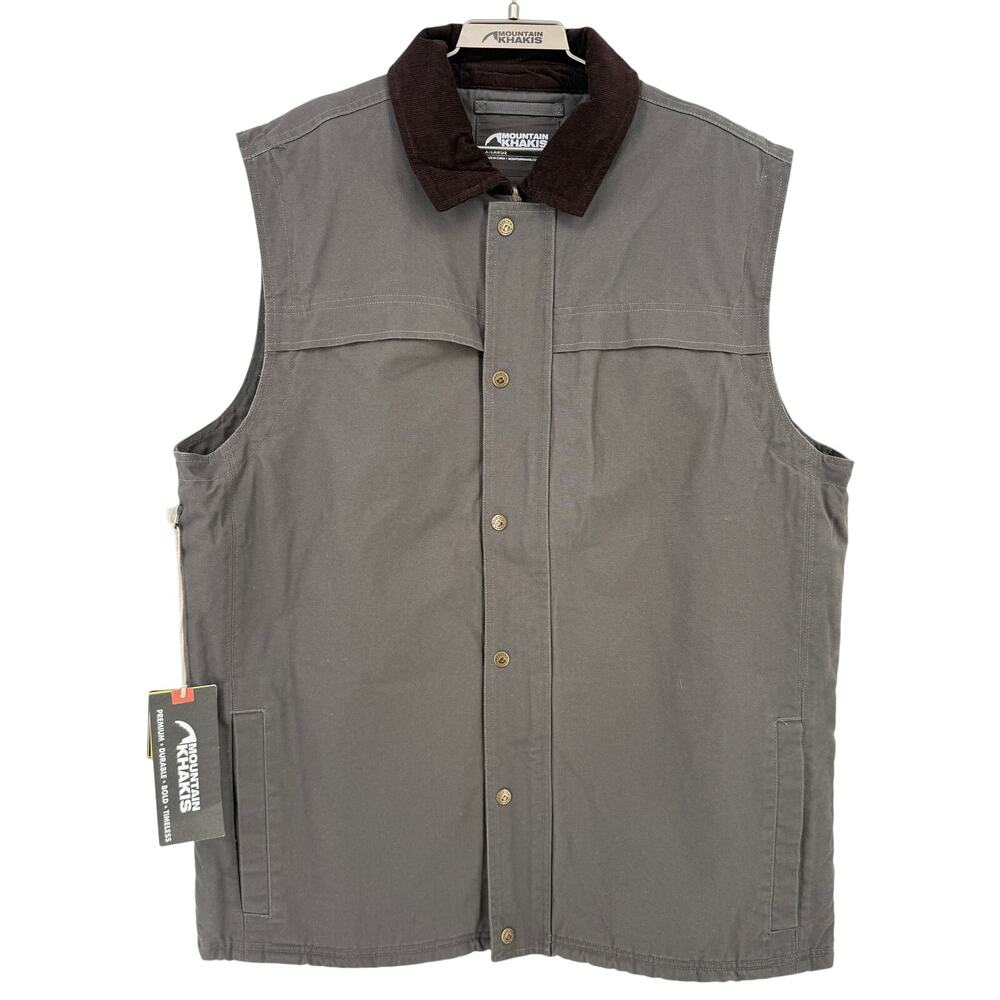 Mountain Khakis Sullivan Ranch Vest Sz M Jackson Grey Sherpa Lined Wax Canvas